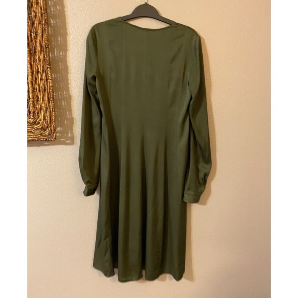 Elie Tahari Dress Green Olive XS Extra Small 0 2 4 Long Sleeve Stretch Silk - Picture 6 of 6